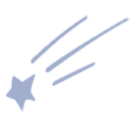 Light blue shooting star icon on a white background