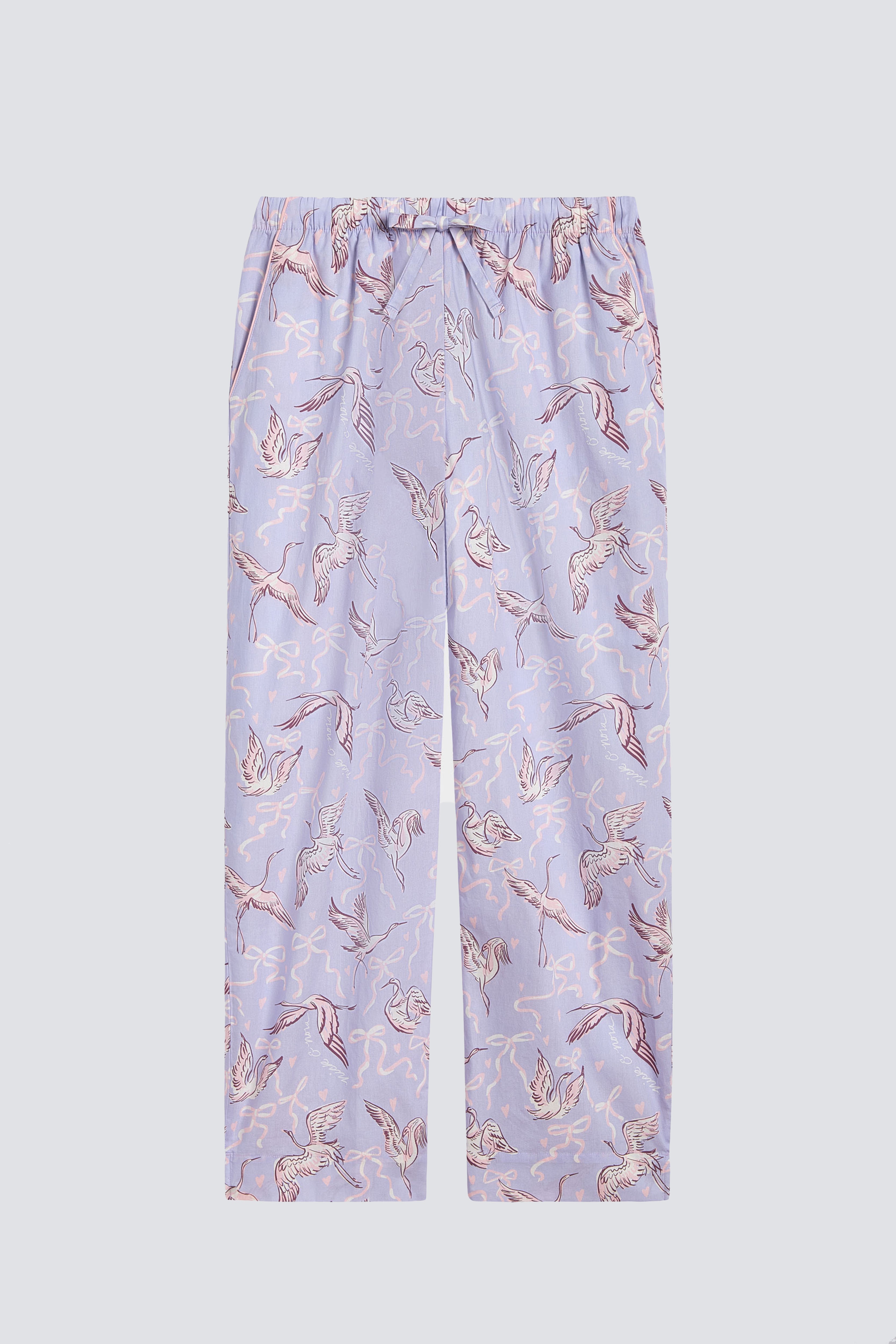 Product shot of 100% Cotton Sleep Pajama Pants in Birds of a Feather Print by Nick & Nora 