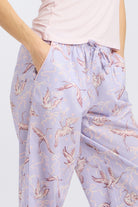 Side view of 100% Cotton Sleep  Pajama Pants in Birds of a Feather Print by Nick & Nora 