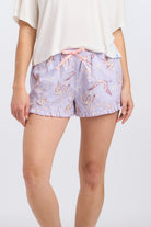 Front view of 100% Cotton Sleep Pajama Shorts in Birds of a Feather Print by Nick & Nora 