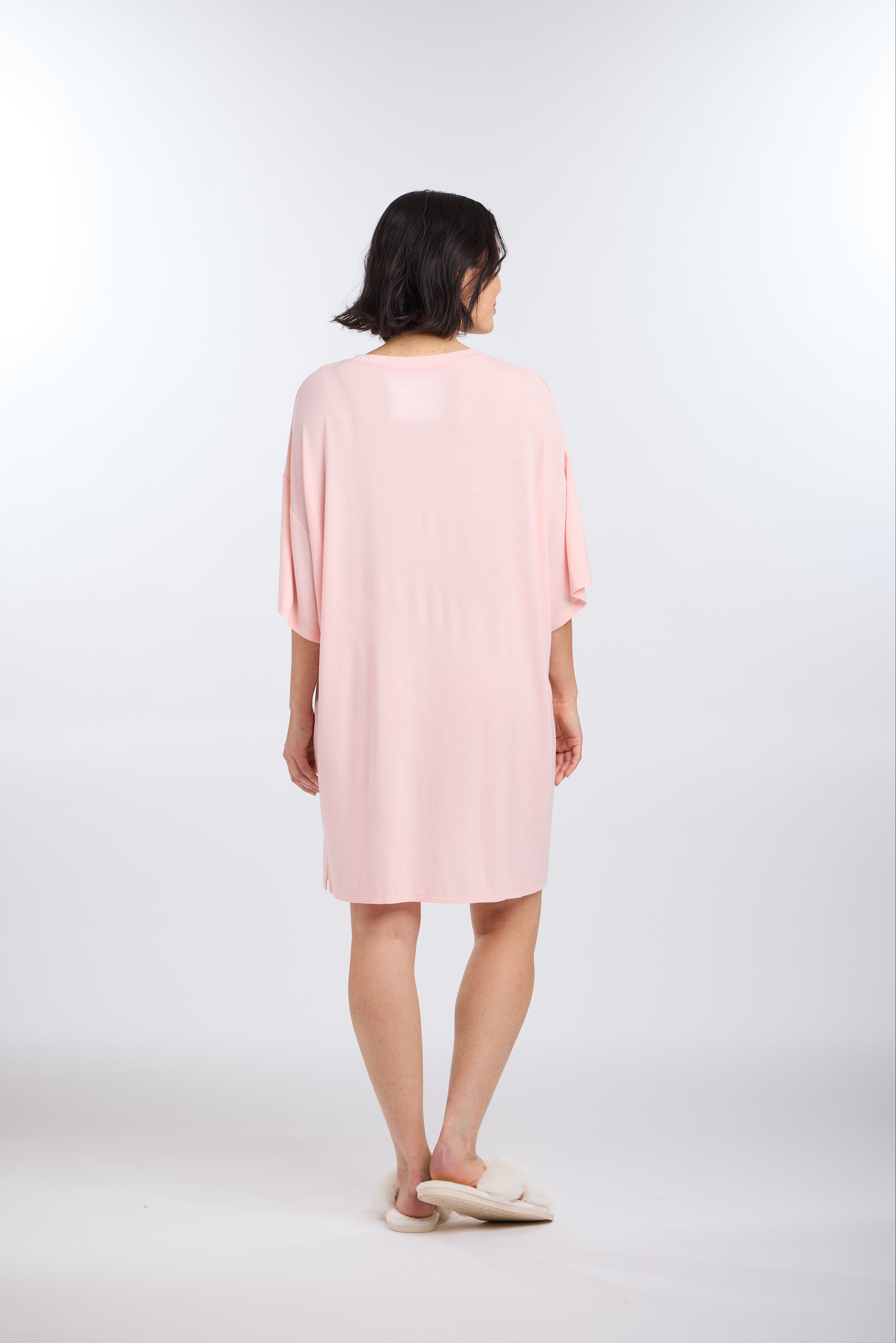 Back view of  Model wearing Blossom Oversized Sleep Tee Shirt  by Nick & Nora