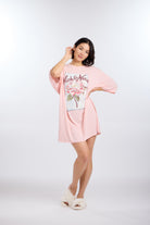 Model wearing Blossom Oversized Sleep Tee Shirt  by Nick & Nora