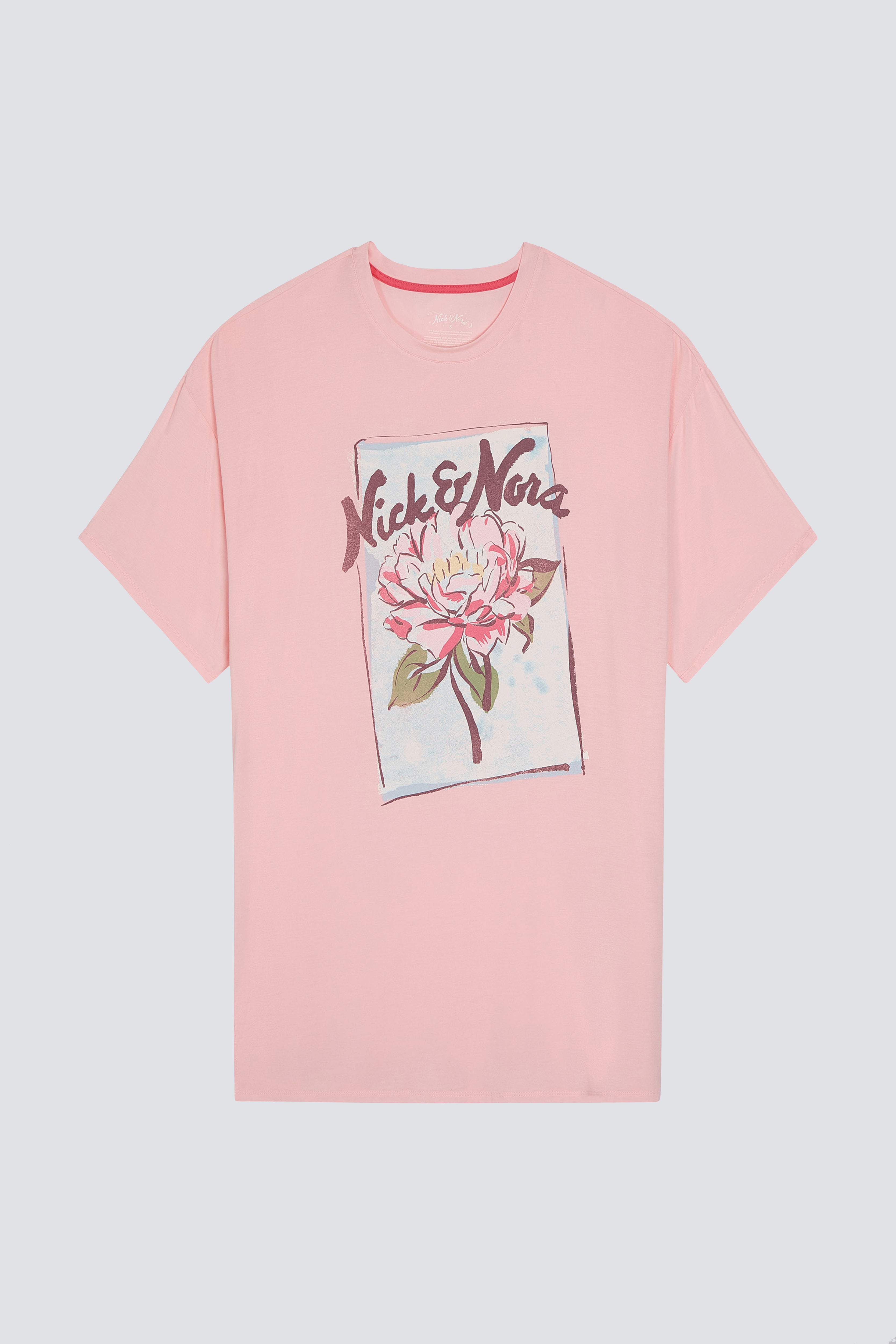 Product shot of Blossom graphic on Oversized Sleep Tee Shirt by Nick & Nora