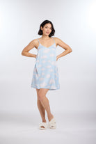 Model in Cloud Nine Satin Chemise by Nick & Nora
