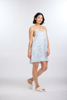 Side view of model in Cloud Nine Satin Chemise by Nick & Nora