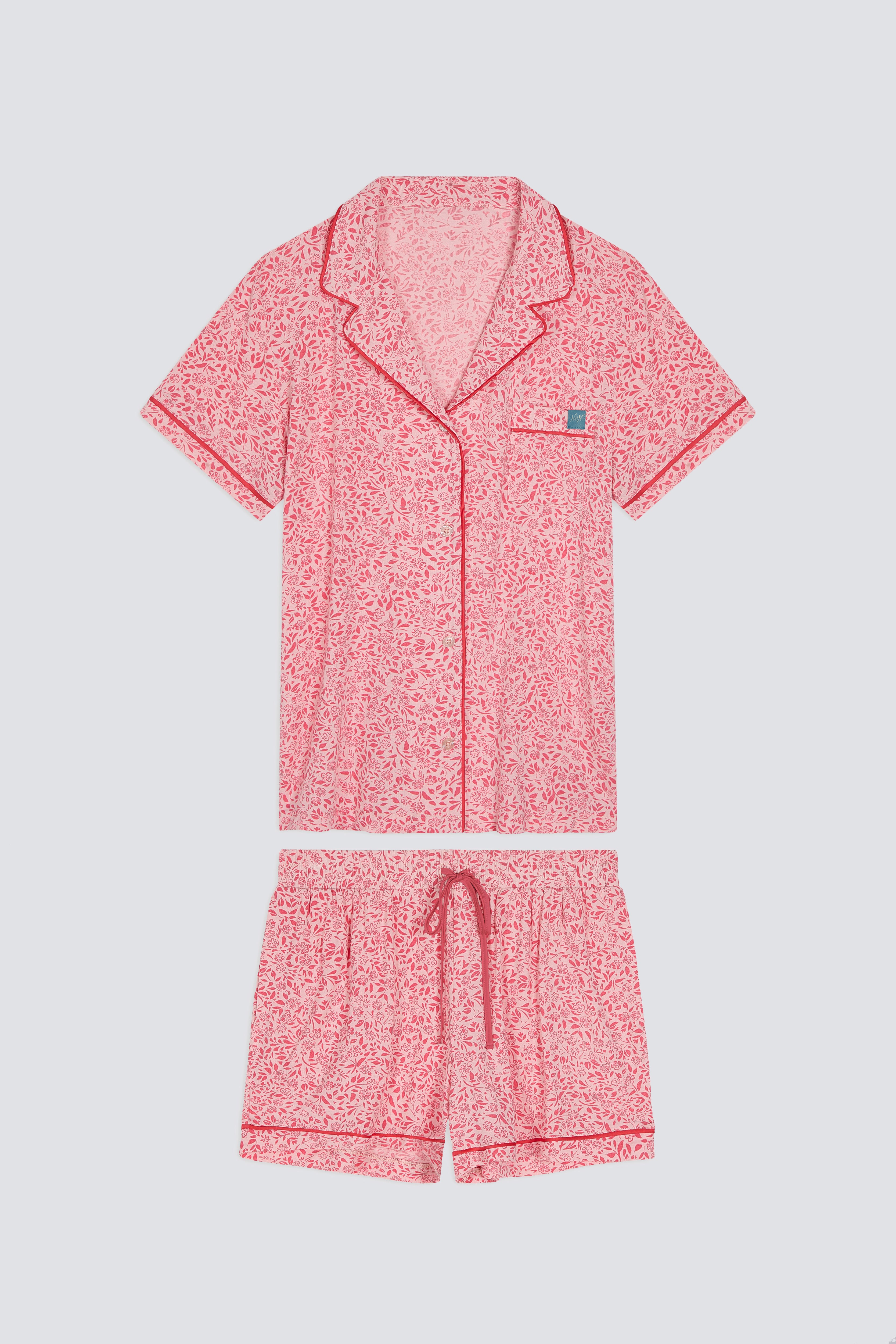 Studio shot of Ditsy Blossoms Short Sleeve Pajama Set by Nick & Nora