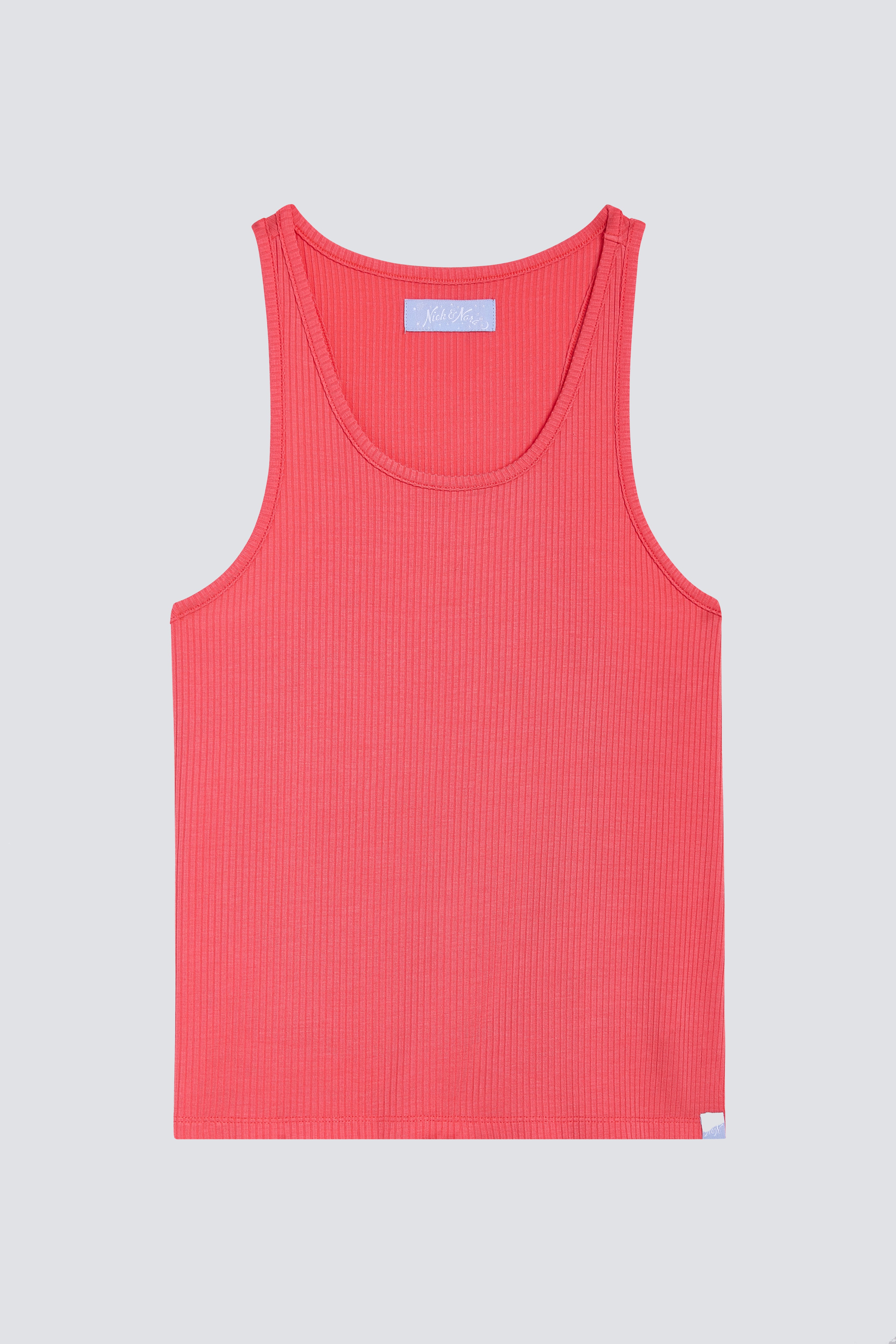 Product shot of Hot Coral Racerback Sleep Tank Top by Nick & Nora