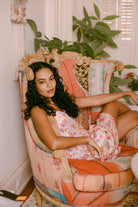 Model in Macarons Satin Classic Chemise Sleep Pajama Set