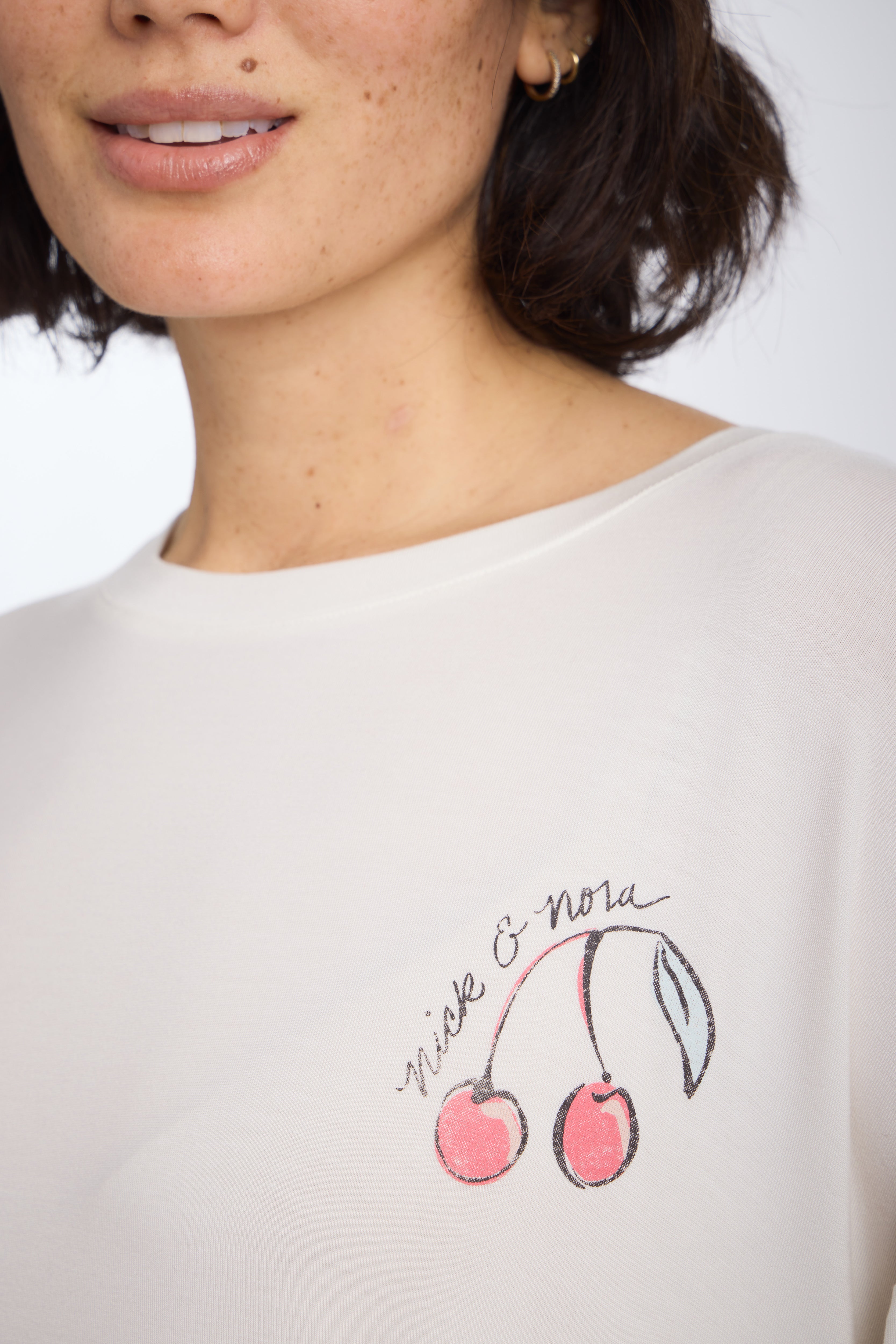 Close up product detail shot of Sweet Dreams Oversized Sleep Tee by Nick & Nora