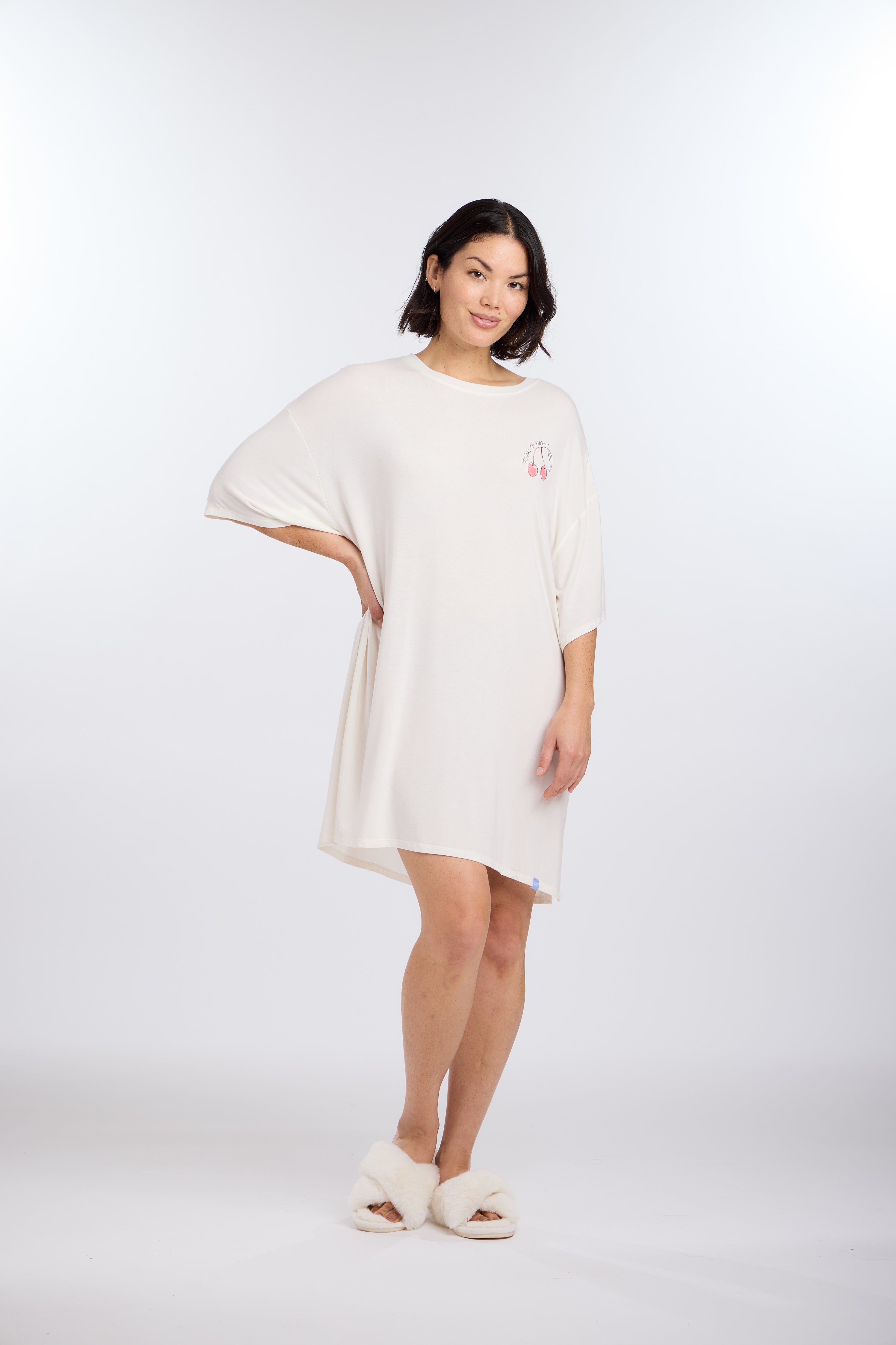 Model in Sweet Dreams Oversized Sleep Tee Shirt by Nick & Nora